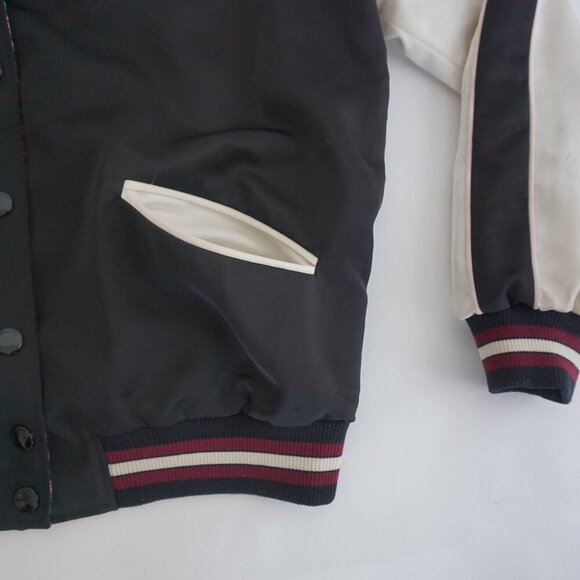 Coach New York Black Pink Floral Reversible Button Up Varsity Bomber Jacket M - Picture 6 of 15